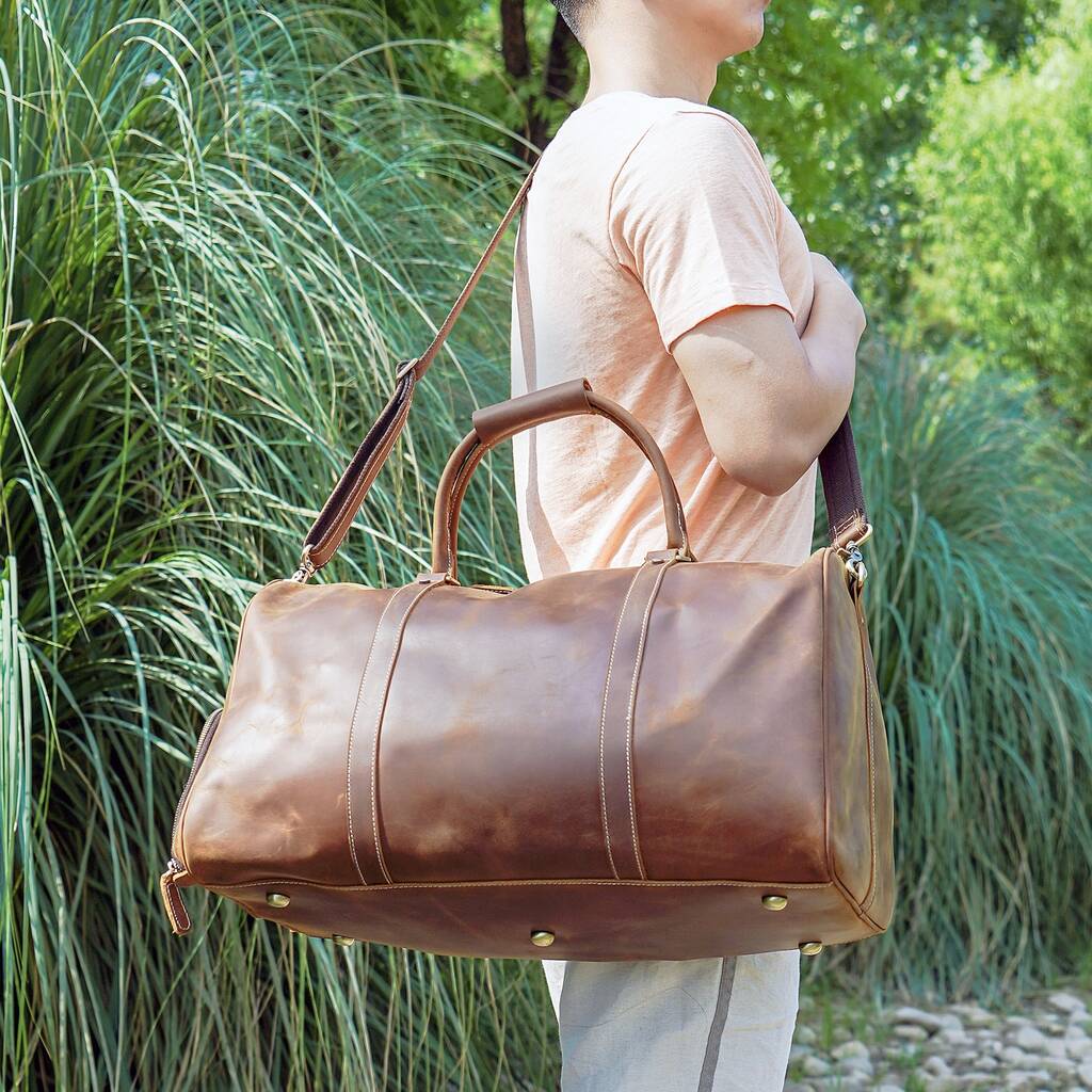 Leather Gym Bag With Shoes Storage By EAZO