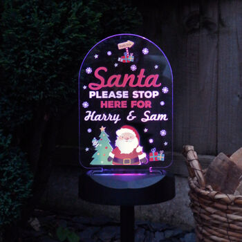 Personalised Santa Stop Here Outdoor Solar Light, 7 of 10
