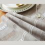 Wide Hollow Pale Taupe Cotton Linen Table Runner, thumbnail 4 of 8