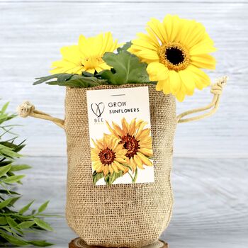 Happy Sunflower Jute Bag Grow Set, 3 of 6