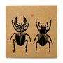 Stag Beetle Love. Linocut Greeting Card, thumbnail 3 of 3