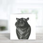 Carina The Hippo Luxury Blank Greeting Card, thumbnail 2 of 3