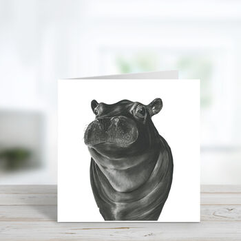 Carina The Hippo Luxury Blank Greeting Card, 2 of 3