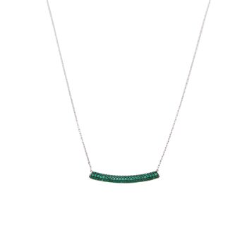 Sterling Silver Concave Bar Necklace Green, 6 of 12