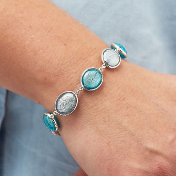 Silver Bracelet With Murano Glass Ovals, 4 of 9
