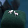 Moose Stud Earrings In Sterling Silver, thumbnail 5 of 12