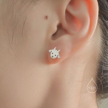 Sterling Silver Mismatched Baby Goat And Sheep Stud Earrings, 2 of 12
