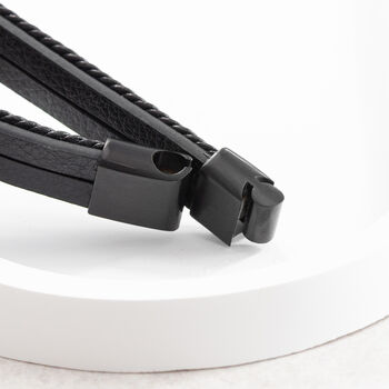 Personalised Men's Stacked Leather Skull Bracelet, 4 of 10