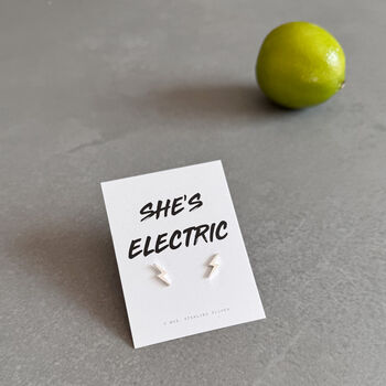She’s Electric Sterling Silver Lightning Bolt Earrings – Oasis Inspired Gift, 2 of 10