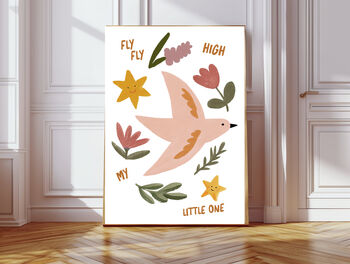 Fly High Bird Nursery Art Print, 2 of 3