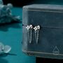 Sterling Silver Hydrangea Cz Chain Earrings In Sterling Silver, thumbnail 1 of 12