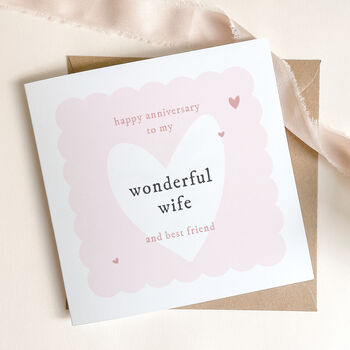 Pink Heart Design Wedding Anniversary Card For Wife, 3 of 4