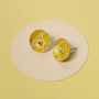 Vibrant Yellow Graphic Silver Earrings, thumbnail 1 of 7