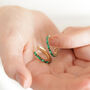 Green Baguette Crystal Hoop Earrings In Gold, thumbnail 3 of 4
