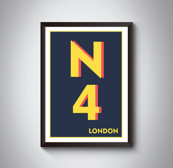 N4 Finsbury Park, Harringay London Postcode Print, 9 of 12