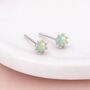 Sterling Silver Green Opal Micro Stud Earrings – 4mm, thumbnail 2 of 10