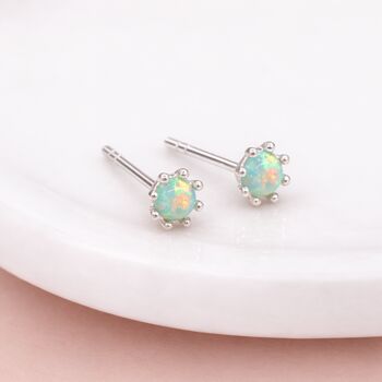 Sterling Silver Green Opal Micro Stud Earrings – 4mm, 2 of 10