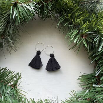 Sterling Silver Hoop Earrings Adorned With Tassels, 2 of 9