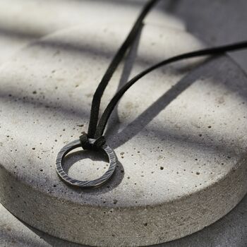Personalised Textured Quote Ring Leather Necklace, 4 of 7