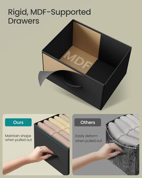 Chest Of Drawers Fabric Storage Unit Steel Mdf, 4 of 6