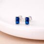 Sterling Silver Sapphire Baguette Stud Earrings – 6mm X 4mm, thumbnail 1 of 7