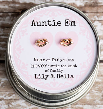 Personalised Family Knot Earrings In Gift Tin, 3 of 9