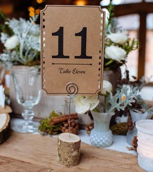Set Of 12 Brown Card Table Numbers, 3 of 7