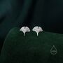 Sterling Silver Tiny Ginkgo Leaf Stud Earrings, thumbnail 4 of 11