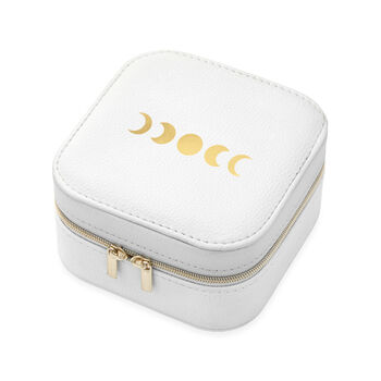 Customisable Moon Phase White Travel Jewellery Case, 9 of 10