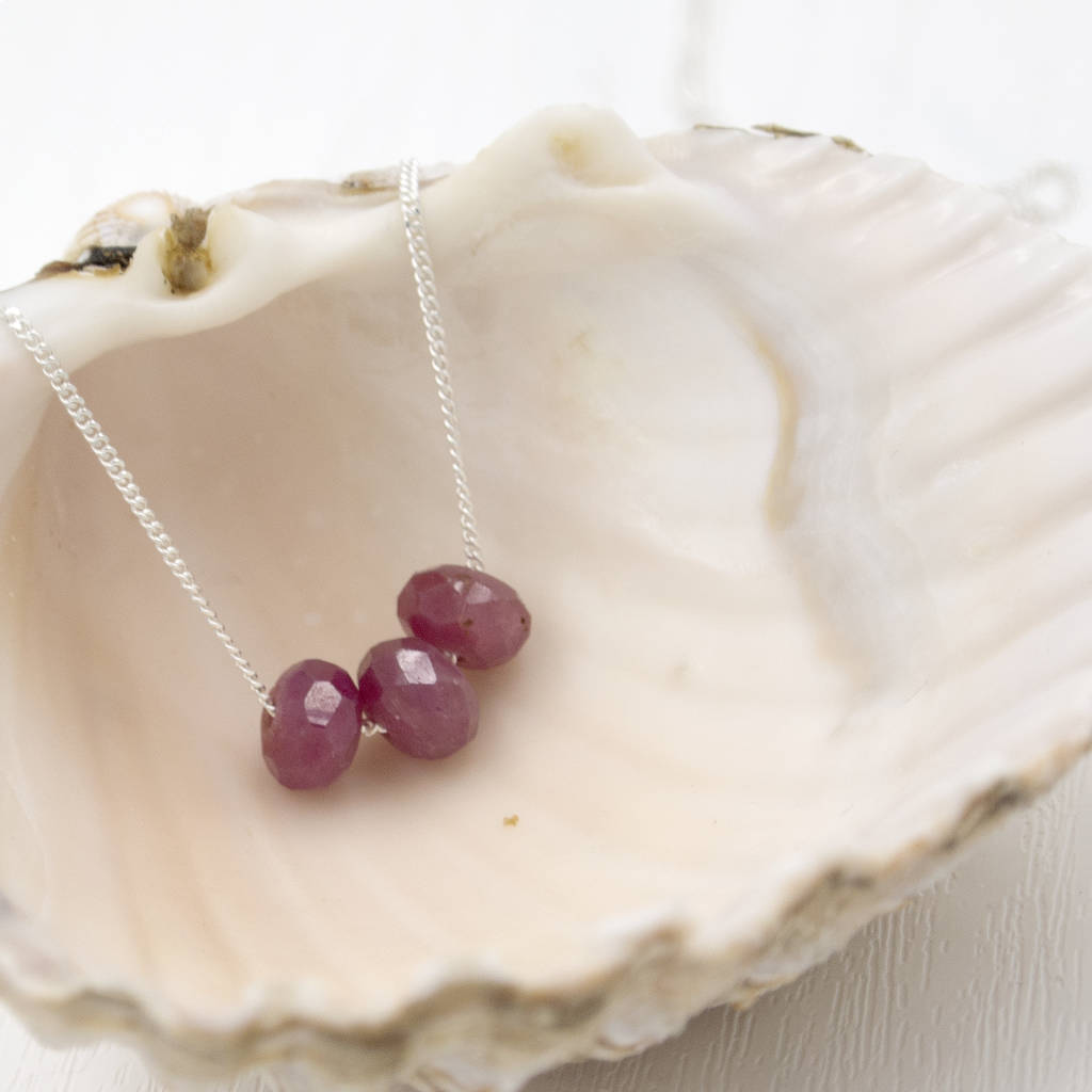 Sterling Silver And Ruby Necklace July Birthstone, 1 of 5