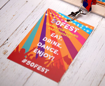 50 Fest 50th Birthday Party Festival Vip Pass Lanyards, 4 of 11