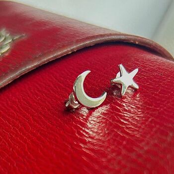 Two Pairs Of Star And Moon Earrings In Sterling Silver, 2 of 8