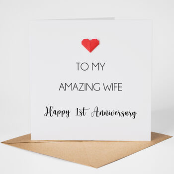One Year Paper Wedding Anniversary Card For Wife, 2 of 4