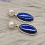 Lapis Lazuli And Pearl Sterling Silver Earrings, thumbnail 1 of 9