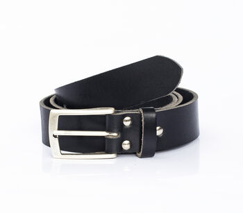 Handmade Black Leather Belt Men's English Leather 35mm Wide, 10 of 10