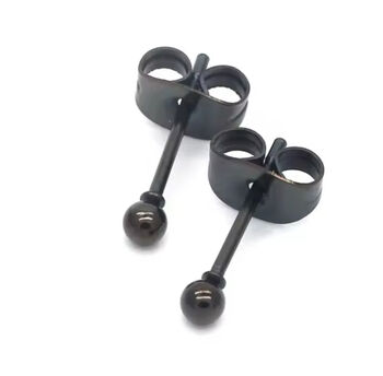 Black Stud Earrings | Stainless Steel Studs, 4 of 10