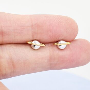 Planet Stud Earrings In Sterling Silver, 2 of 12