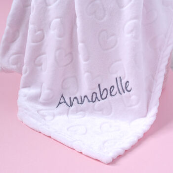 Personalised Fleece Baby Blanket With Hearts, 2 of 6