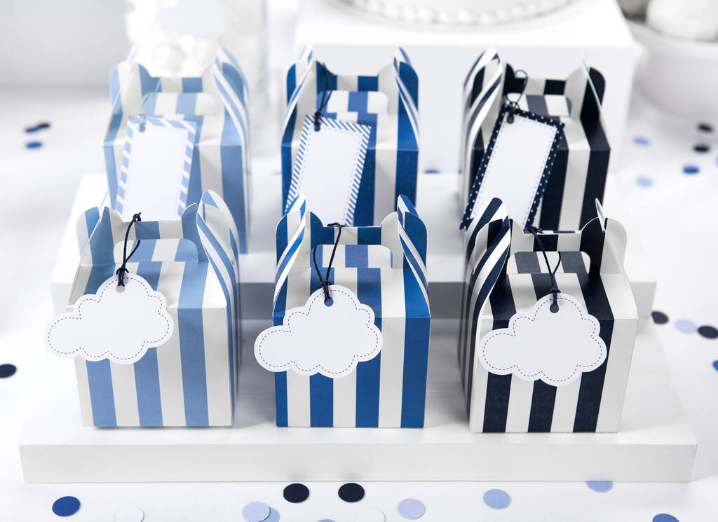 Blue And White Striped Treat Boxes