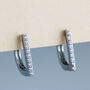 Sterling Silver Crystal Bar Huggie Hoop Earrings, thumbnail 1 of 7