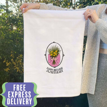 Personalised March Birth Flower Tea Towel, 4 of 9