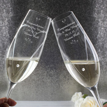 Personalised Little Hearts Swarovski Champagne Flutes, 3 of 6