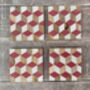 Set Of Four Pink Patterned Coasters, thumbnail 3 of 3