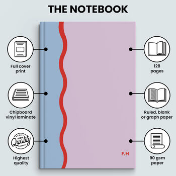 Hardback Notebook Personalised Name Zig Zag Design, 5 of 5