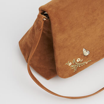 Tan Floral Embroidered Shoulder Bag, 11 of 11