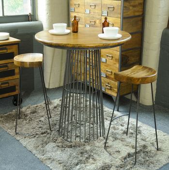 Birdcage Industrial Mango Wood Stool Set Of Two, 2 of 3