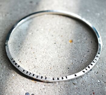 Handcrafted Personalized Sterling Silver Bangle, 2 of 3