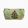 Green Stripe Block Print Cotton Small Make Up Bag, thumbnail 2 of 4