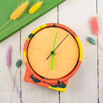 Orange, Yellow And Green Marbled Jesmonite Clock, 2 of 5