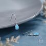 Sterling Silver Pear Cut Blue Turquoise Stone Drop Hook Earrings, thumbnail 7 of 11